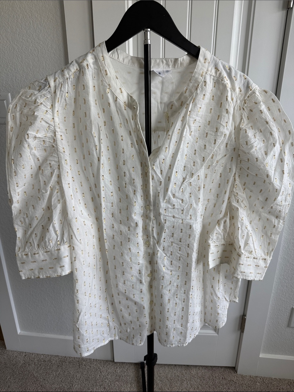 GAP White Blouse with Gold Dot Detail
